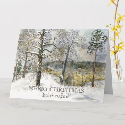 Waterverf winterbrug kaart (Gele Bloem)