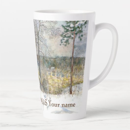 Waterverf winterbrug latte mok (Rechts)