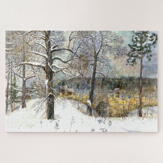 waterverf winterbrug legpuzzel (Horizontaal)