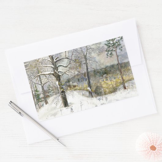 waterverf winterbrug rechthoekige sticker (Envelop)