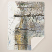 waterverf winterbrug sherpa deken (Voorkant)