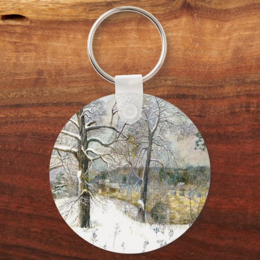 Waterverf winterbrug sleutelhanger (Voorkant)