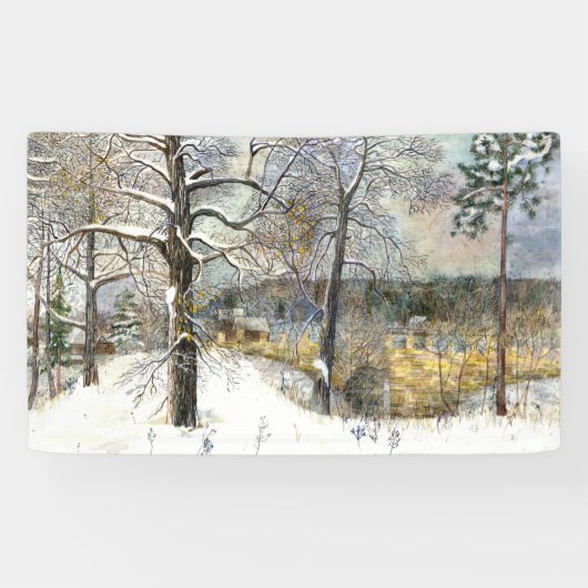 waterverf winterbrug spandoek (Horizontaal)