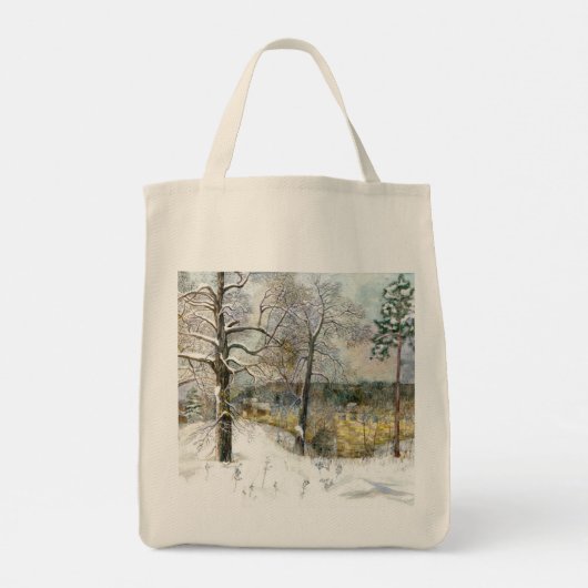 waterverf winterbrug tote bag (Achterkant)