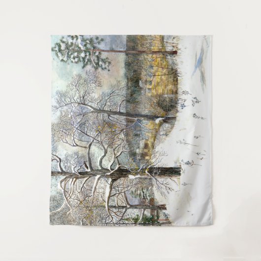 waterverf winterbrug wandkleed (Voorkant)