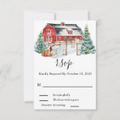 Waterverf winterbruiloft met kerstmis RSVP kaartje (Voorkant)