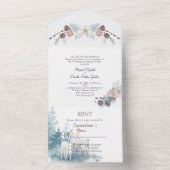 Waterverf winterdeer en oliage bruiloft all in one uitnodiging (Binnen)