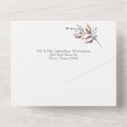 Waterverf winterdeer en oliage bruiloft all in one uitnodiging (Achterkant)