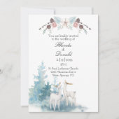 Waterverf winterdeer en oliage bruiloft kaart (Voorkant)
