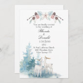Waterverf winterdeer en oliage bruiloft kaart (Voorkant / Achterkant)