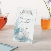 Waterverf winterdeer en oliage bruiloft reclamebord met voetstuk (Insitu)