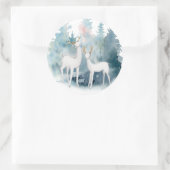 Waterverf winterdeer en oliage bruiloft ronde sticker (Tas)