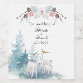 Waterverf winterdeer en oliage bruiloft wijn etiket (Enkel label)