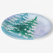 Waterverf winterdenbomen papieren bordje (Gekanteld)