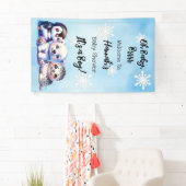 Waterverf Winterdieren Polar Baby shower Spandoek (Insitu)