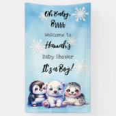 Waterverf Winterdieren Polar Baby shower Spandoek (Verticaal)