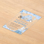 Waterverf winterdieren verjaardag kinderen acryl uitnodigingen (Laagn)