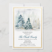 Waterverf Winterfeestelijke kerstuitnodiging (Voorkant)