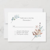 Waterverf winterflorale en olievlek RSVP Kaart (Voorkant)