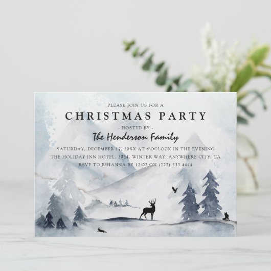 Waterverf Wintergebergte kerstfeest Kaart (Staand voorkant)