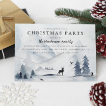 Waterverf Wintergebergte kerstfeest