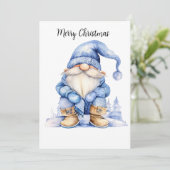  Waterverf wintergnoom Feestdagenkaart (Staand voorkant)