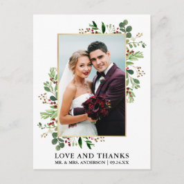 Waterverf Wintergroen Dank Liefde Goud Briefkaart