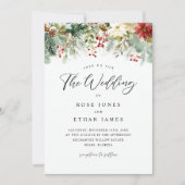 Waterverf Wintergroen Kerstbruiloft Kaart (Voorkant)