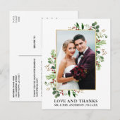 Waterverf Wintergroen Liefde Dank Goud Briefkaart (Voorkant / Achterkant)