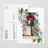 Waterverf Wintergroen Liefde en Dank Trouwen Briefkaart (Voorkant / Achterkant)