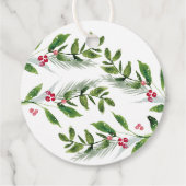 Waterverf Wintergroen Modern Kerstmis Bedankjes Labels (Achterkant)