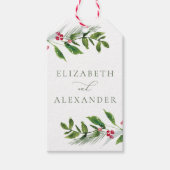 Waterverf Wintergroen Modern Kerstmis Cadeaulabel (Voorkant)