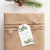 Waterverf Wintergroen Modern Kerstmis Cadeaulabel