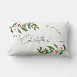 Waterverf Wintergroen Modern Kerstmis Kussen
