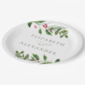 Waterverf Wintergroen Modern Kerstmis Papieren Bordje (Gekanteld)