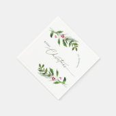 Waterverf Wintergroen Modern Kerstmis Servet (Hoek)