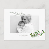 Waterverf Wintergroen Moderne kerstfoto Briefkaart (Voorkant)