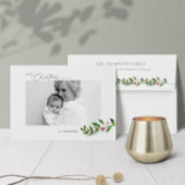 Waterverf Wintergroen Moderne kerstfoto Feestdagenkaart