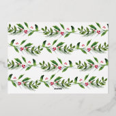 Waterverf Wintergroen Moderne kerstfoto Folie Feestdagenkaart (Achterkant)