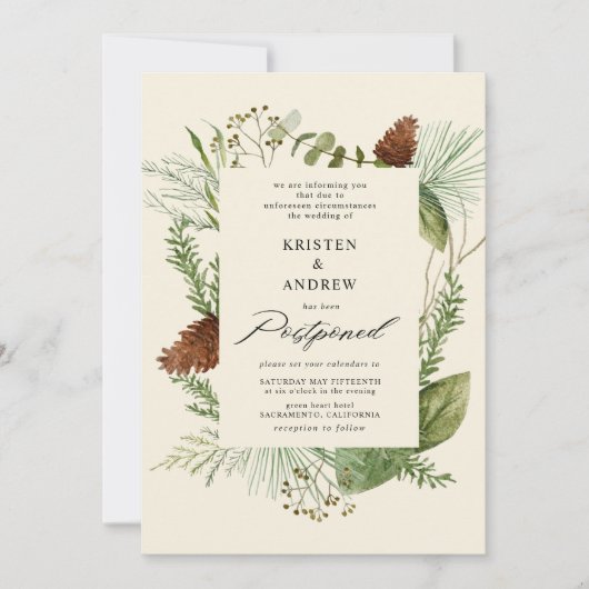 waterverf wintergroen uitgesteld Bruiloft Kaart (Voorkant)