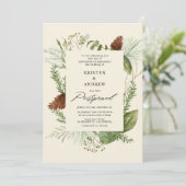 waterverf wintergroen uitgesteld Bruiloft Kaart (Staand voorkant)