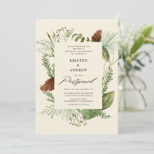 waterverf wintergroen uitgesteld Bruiloft Kaart (Staand voorkant)