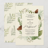 waterverf wintergroen uitgesteld Bruiloft Kaart (Voorkant / Achterkant)