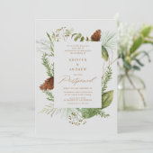 waterverf wintergroen uitgesteld Bruiloft Kaart (Staand voorkant)