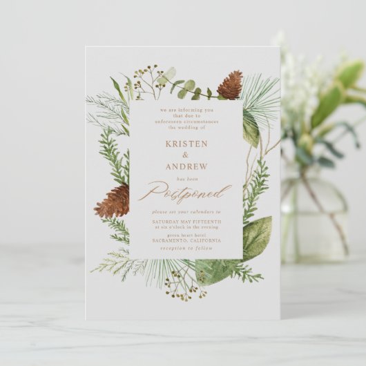 waterverf wintergroen uitgesteld Bruiloft Kaart (Staand voorkant)