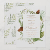 waterverf wintergroen uitgesteld Bruiloft Kaart (Voorkant / Achterkant)