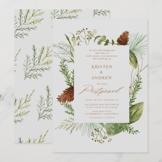 waterverf wintergroen uitgesteld Bruiloft Kaart (Voorkant / Achterkant)