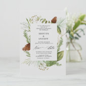 waterverf wintergroen uitgesteld Bruiloft Kaart (Staand voorkant)