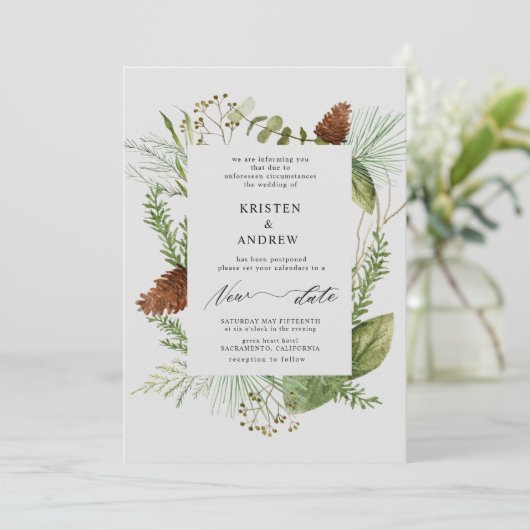 waterverf wintergroen uitgesteld Bruiloft Kaart (Staand voorkant)