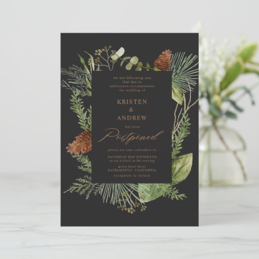 waterverf wintergroen uitgesteld Bruiloft Kaart (Staand voorkant)